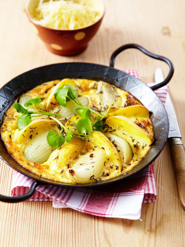 Ovenschotel met aardappel, ui en Gruyère AOP