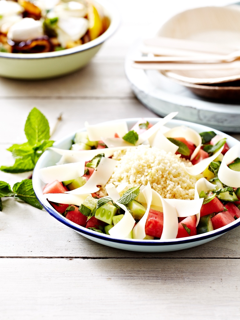 Salade van komkommer en watermeloen met munt en Appenzeller®