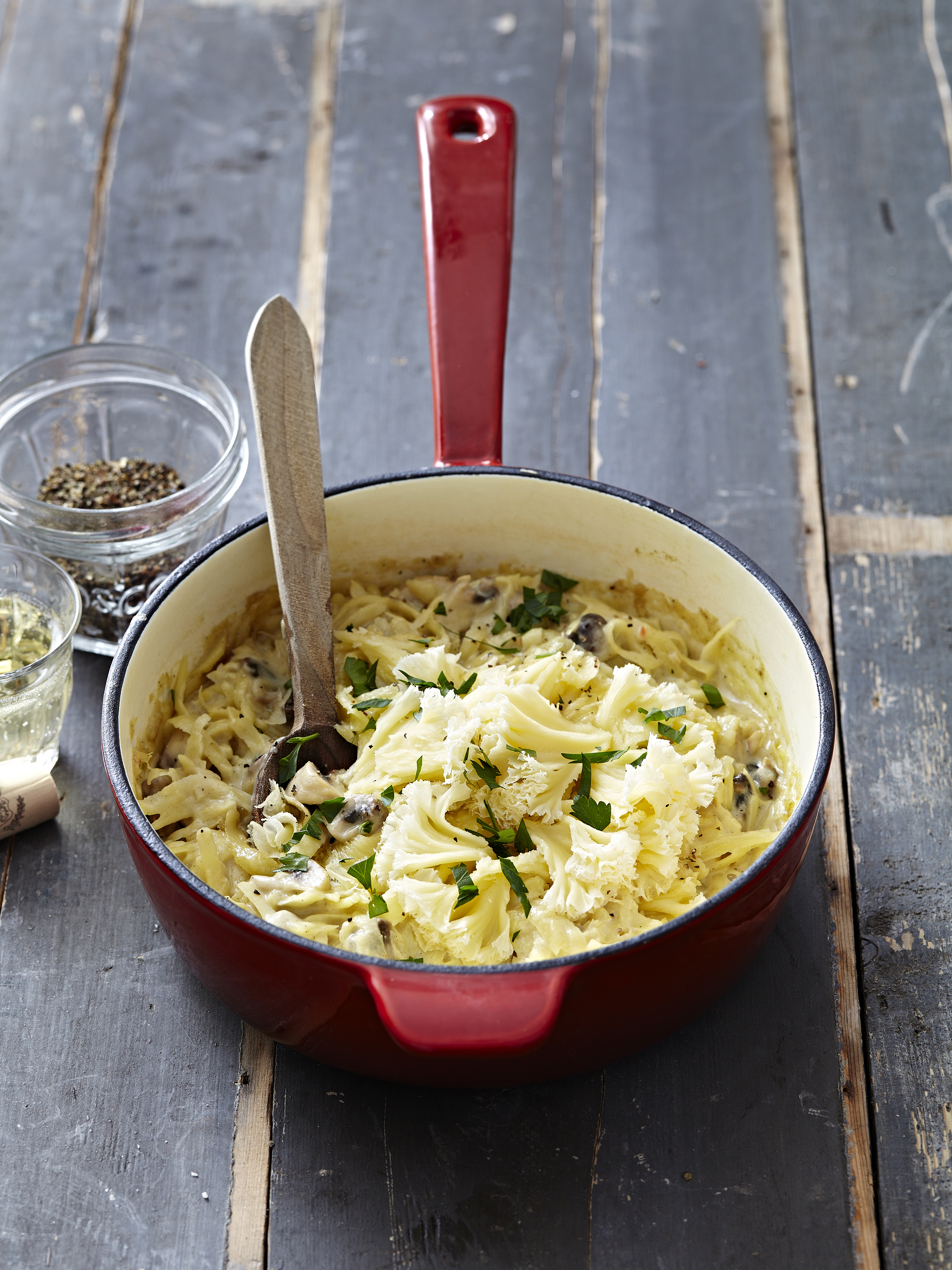 Aardappels à la risotto met champignons en Tête de Moine AOP